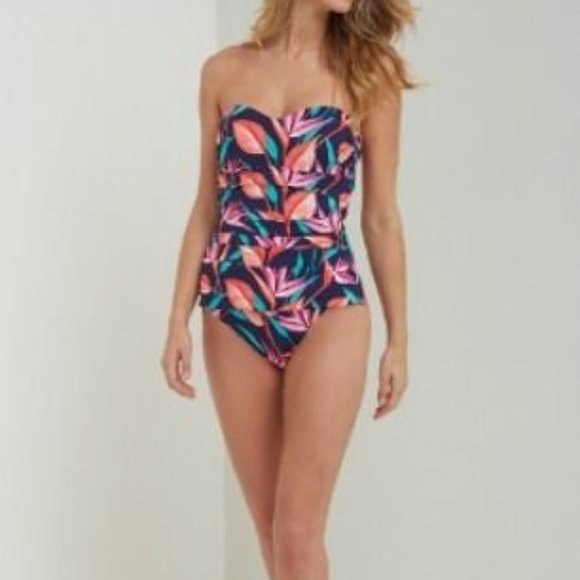 TOMMY BAHAMA Tummy Control Bandeau Birds of Paradise Tropic Swimsuit NWT $148 16 - Picture 5 of 6